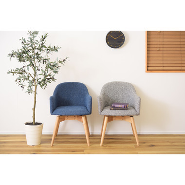 回転式 チェア 椅子 カラメリ 背もたれ 肘付き ブルー KRM-020 N01